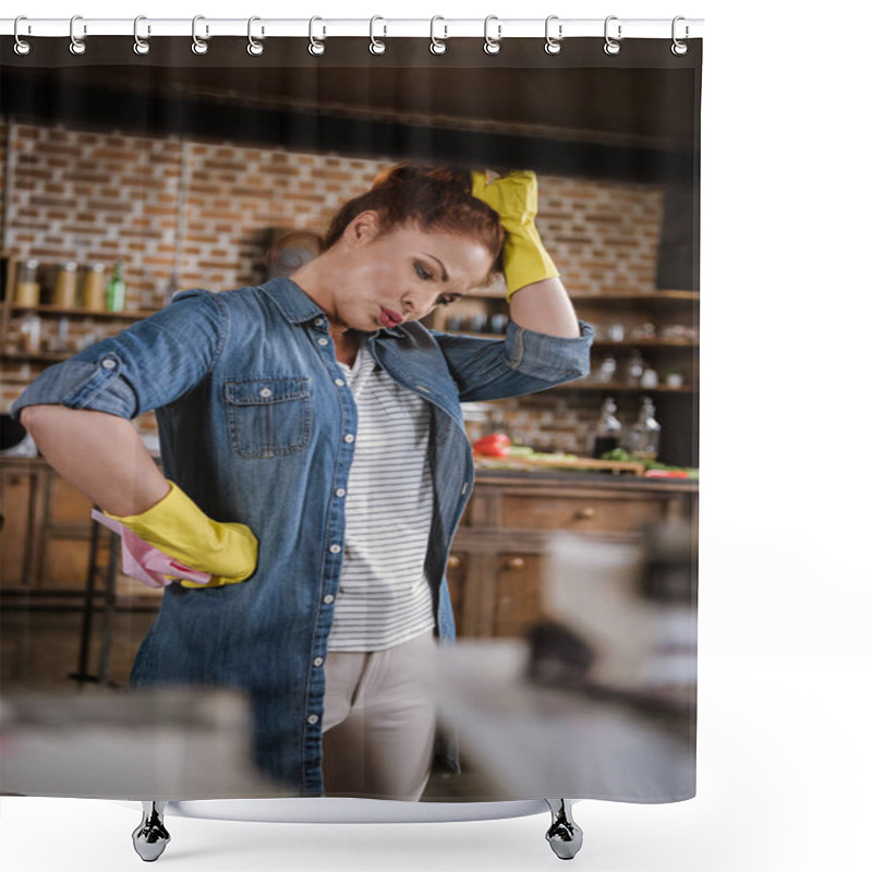 Personality  Tired Mature Woman Shower Curtains