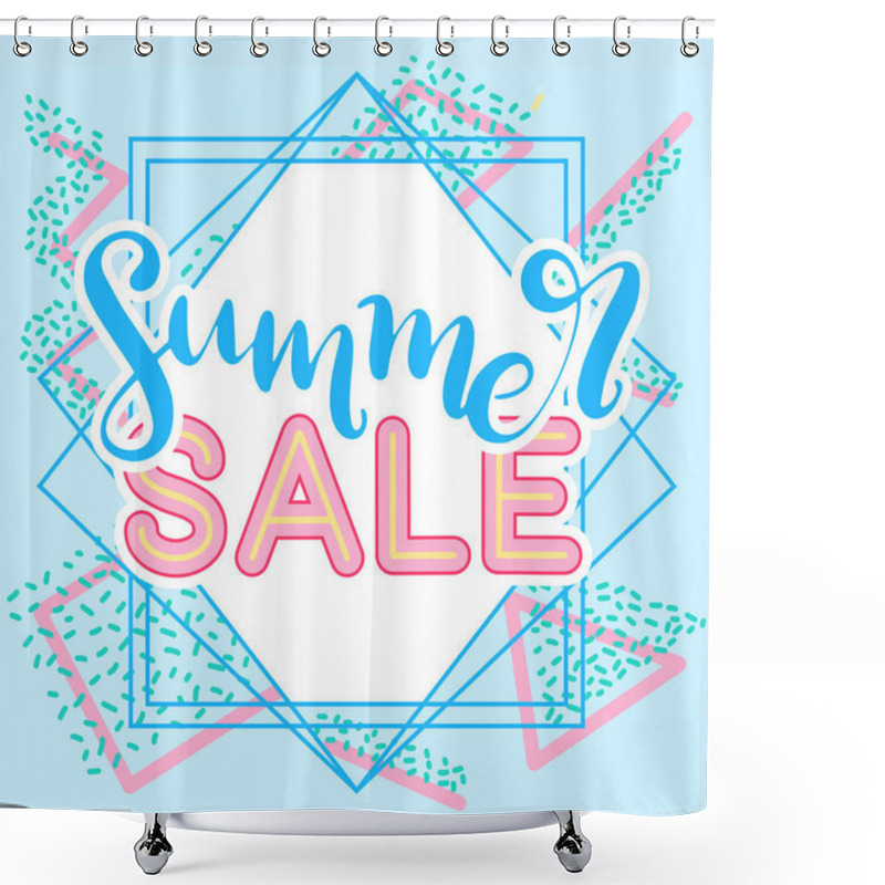 Personality  Summer Sale Banner With Memphis Background Shower Curtains