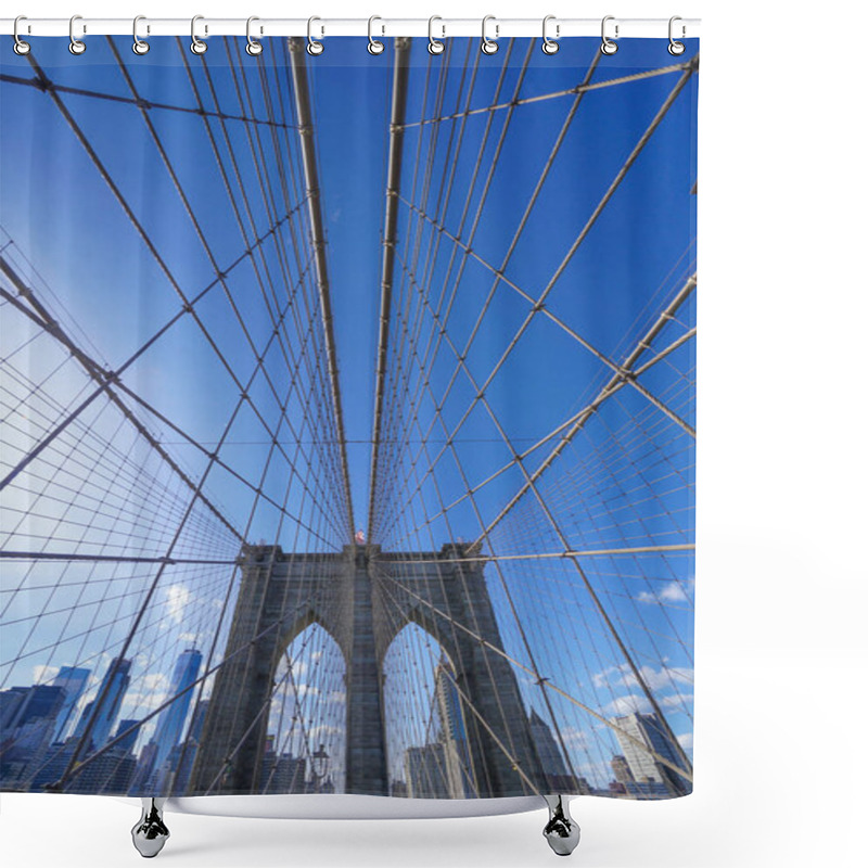 Personality  Amazing Architecture In New York - The Famous Brooklyn Bridge- MANHATTAN - NEW YORK - APRIL 1, 2017 Shower Curtains