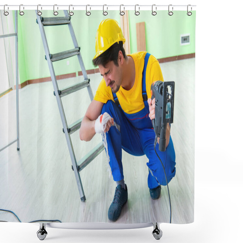 Personality  Injured Worker At The Work Site Shower Curtains