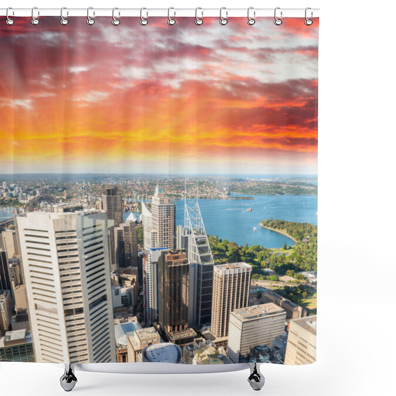 Personality  Sydney Skyscrapers, Aerial View Shower Curtains