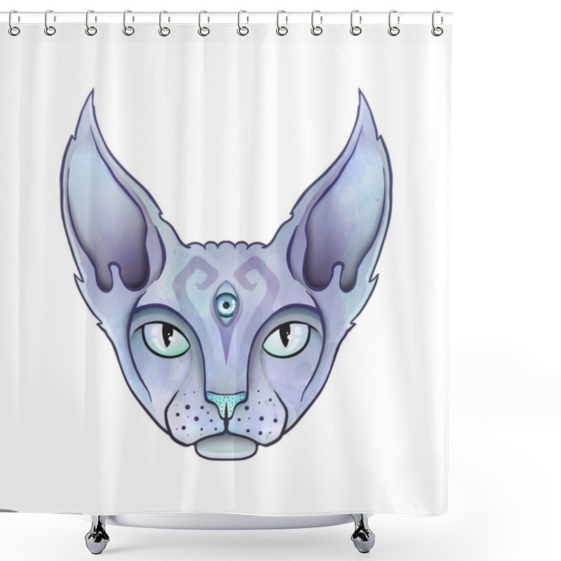 Personality  Abstract Mystical Sphinx Cat. Shower Curtains