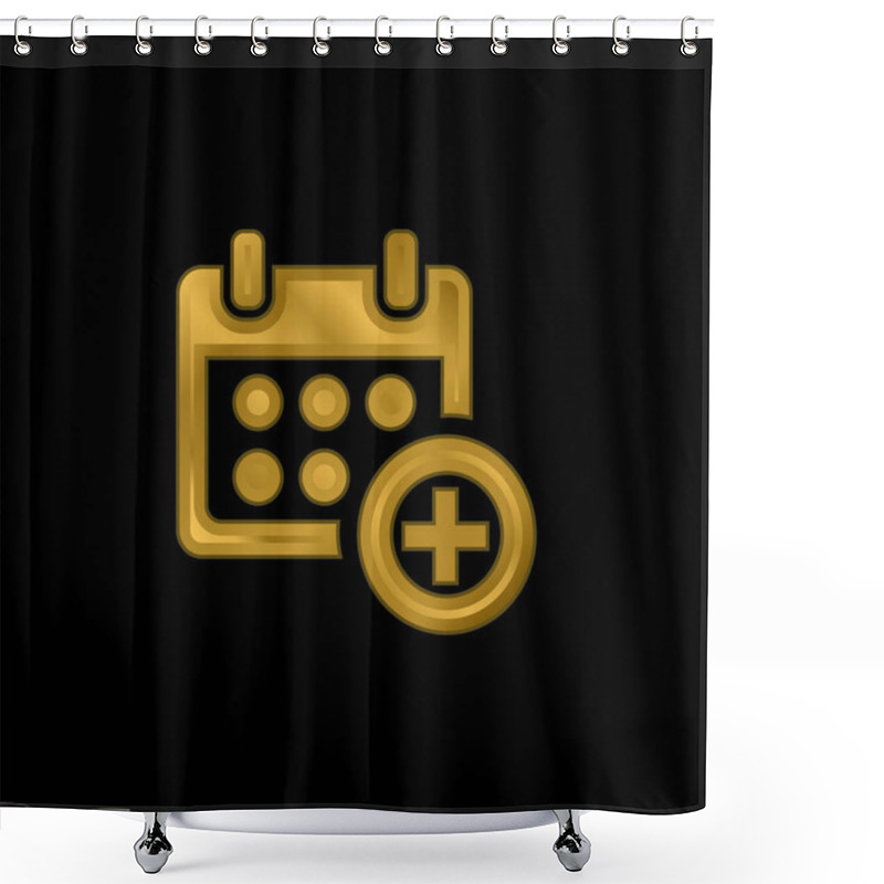 Personality  Add Calendar Symbol For Events Gold Plated Metalic Icon Or Logo Vector Shower Curtains