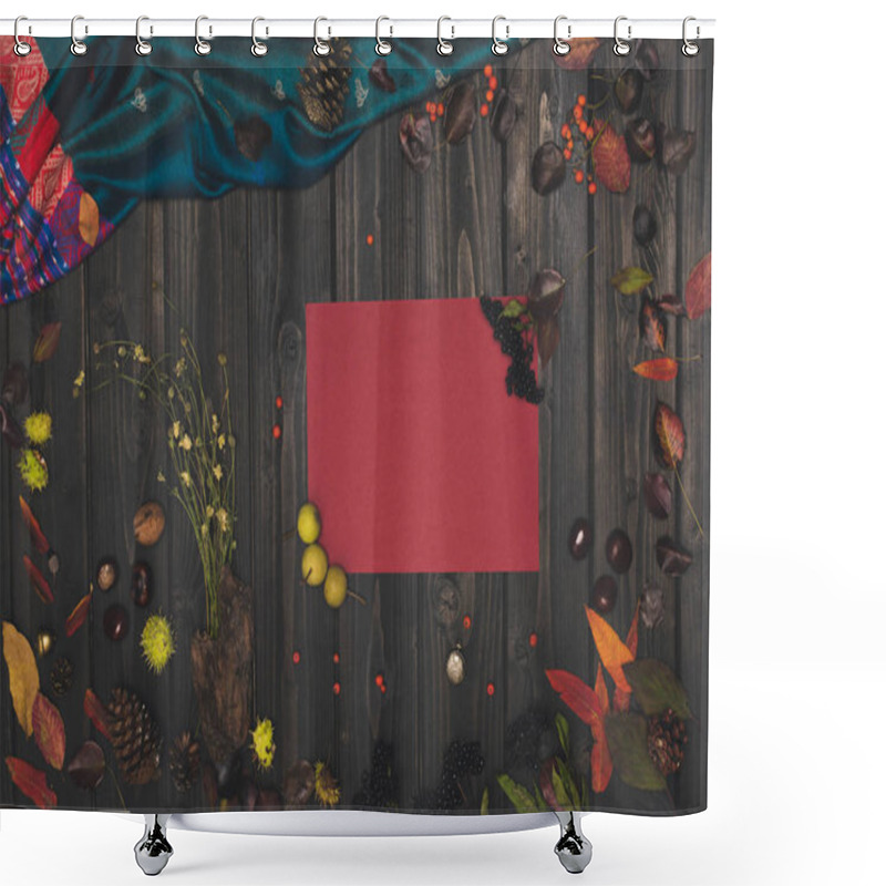 Personality  Autumn Composition And Blank Card Shower Curtains