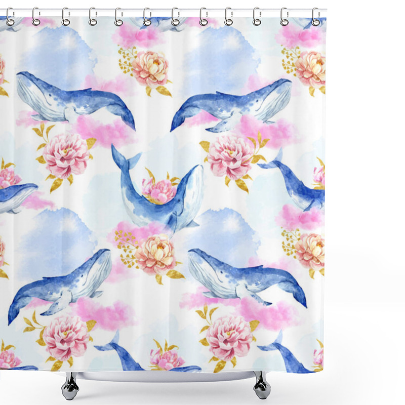 Personality  Abstract Pattern With Whales Shower Curtains