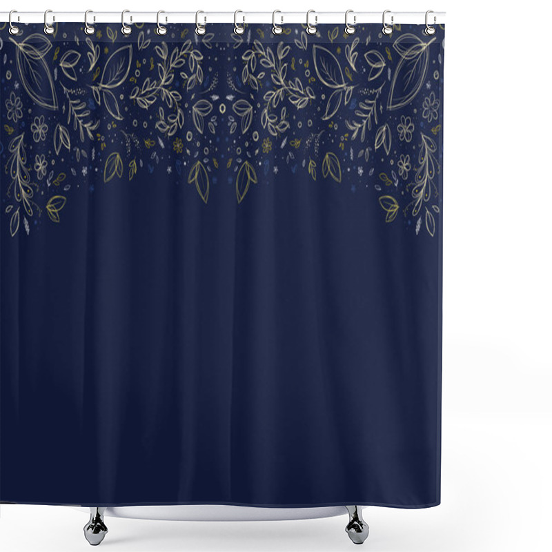 Personality  Floral Pattern With Gold Flowers And Foliage. Shower Curtains