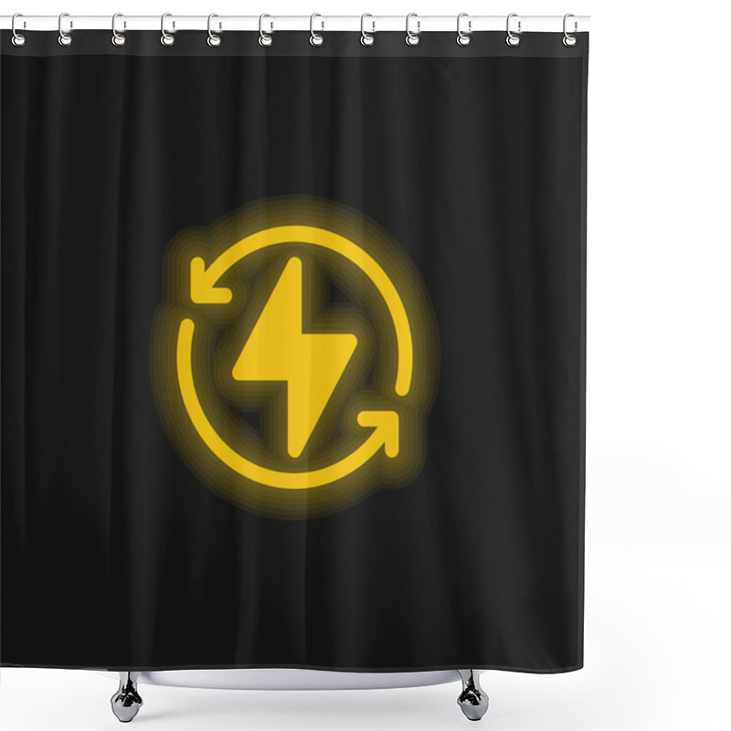 Personality  Bolt Yellow Glowing Neon Icon Shower Curtains