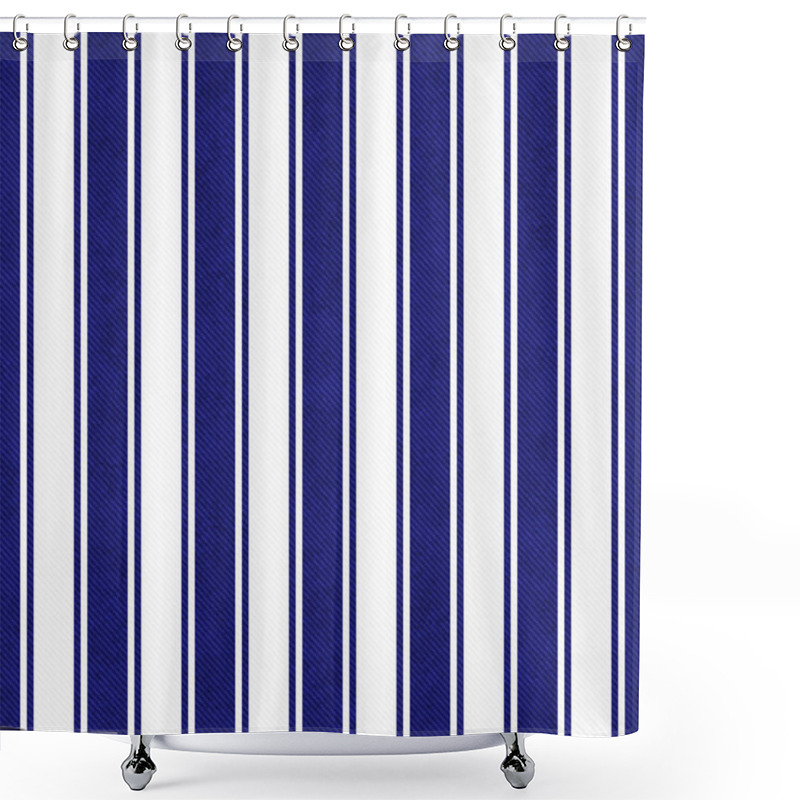 Personality  Blue And White Striped Tile Pattern Repeat Background Shower Curtains