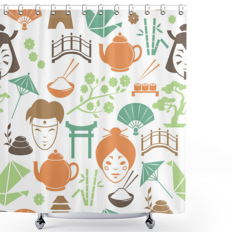 Personality  Seamless Japanese Pattern Background Shower Curtains