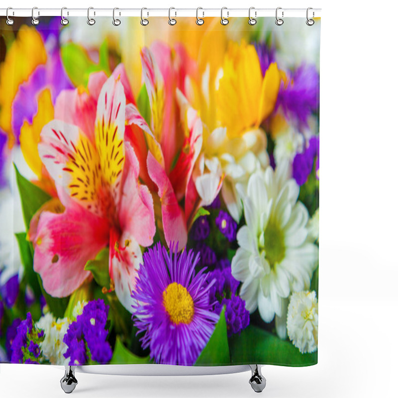 Personality  Spring Flowers Background On White Background Shower Curtains