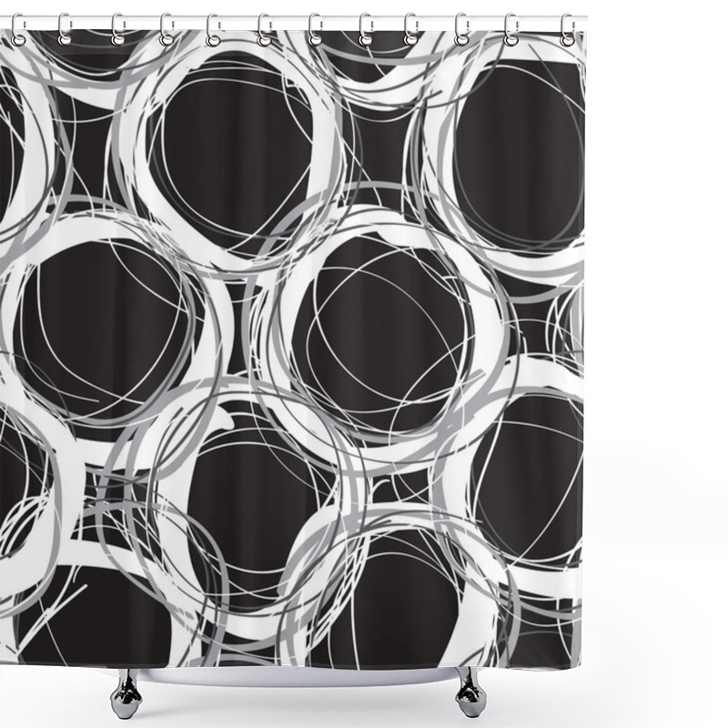 Personality  Scribble Circles Seamless Pattern Shower Curtains