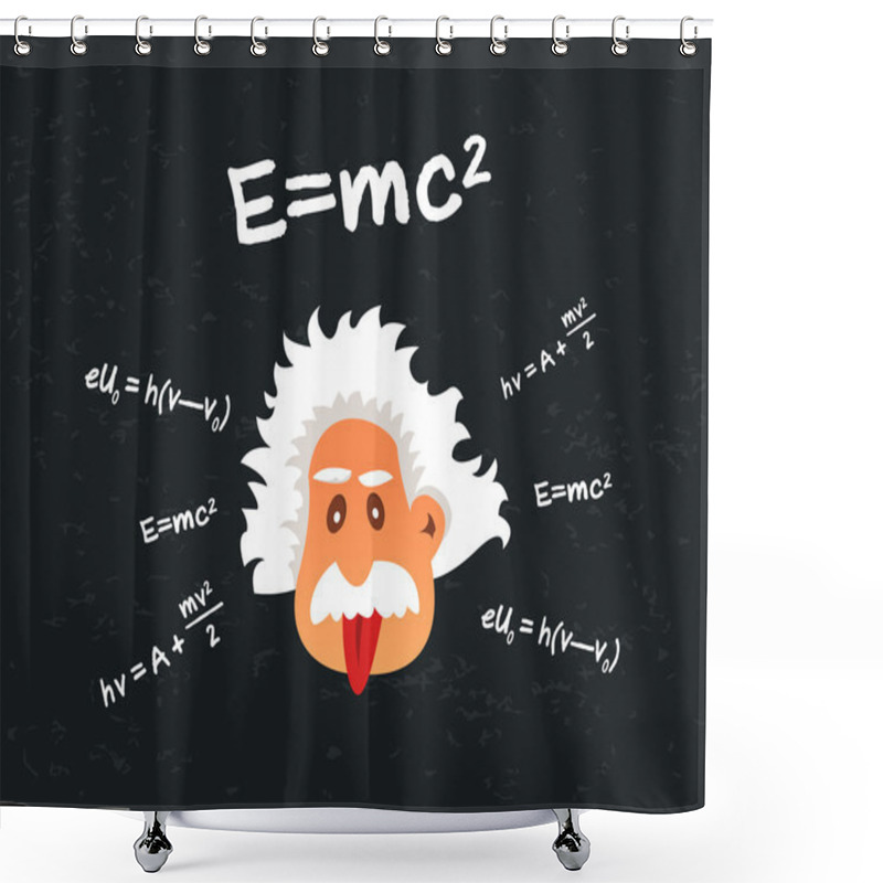 Personality  Cartoon Head Of Old Mad Scientist Showing Tongue Shower Curtains