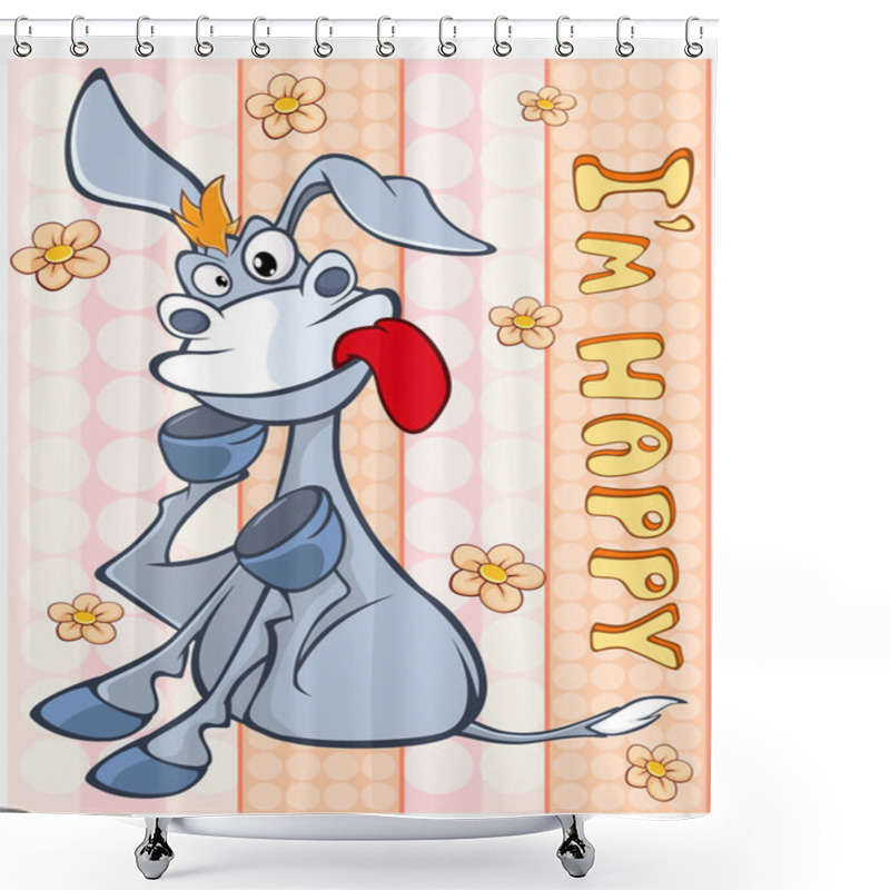 Personality  Illustration Of A Cute Cartoon Character Burro For You Design And Computer Game. Coloring Book Outline Set - Illustration Shower Curtains