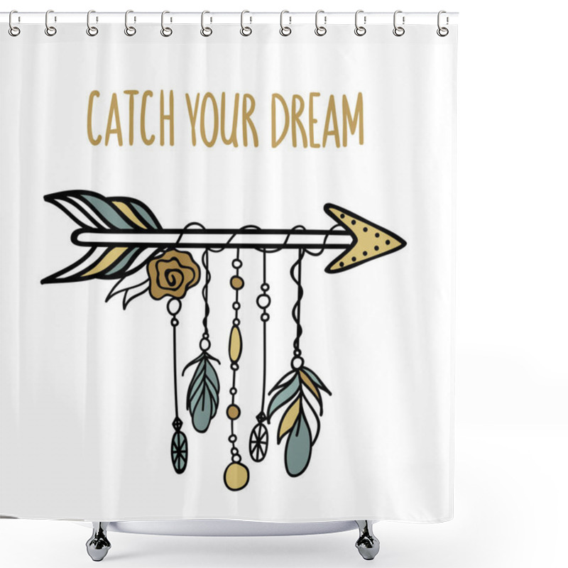 Personality  Tribal Arrow With Feathers And Jewelry. Shower Curtains