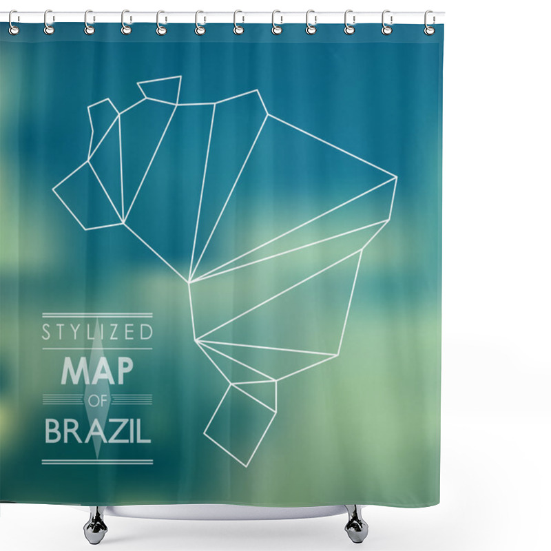 Personality  Stylized Map Of Brazil Shower Curtains