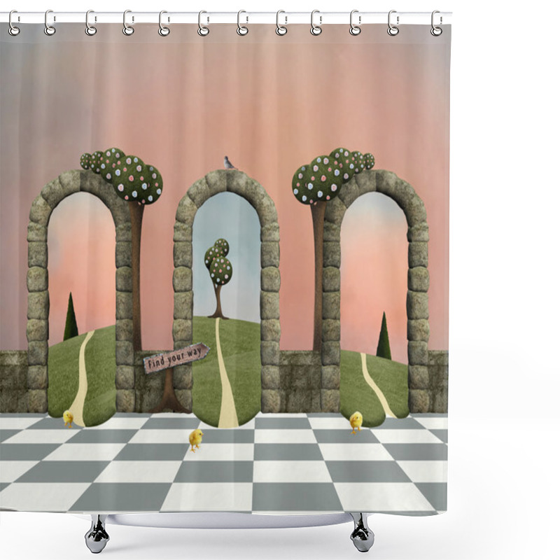 Personality  Wonderland Series - Make Your Choice, Conceptual Background Shower Curtains