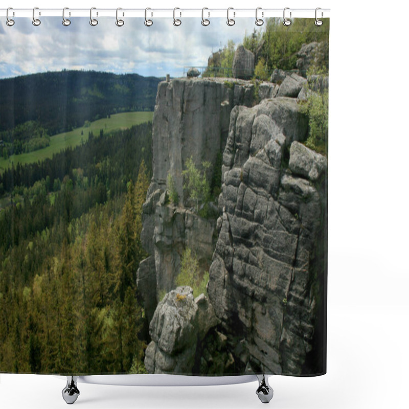 Personality  Rock Formations In Szczeliniec Wielki In The Stolowe Mountains, The Sudeten Range In Poland. The Stolowy Mountains National Park Is A Great Tourist Attraction Shower Curtains