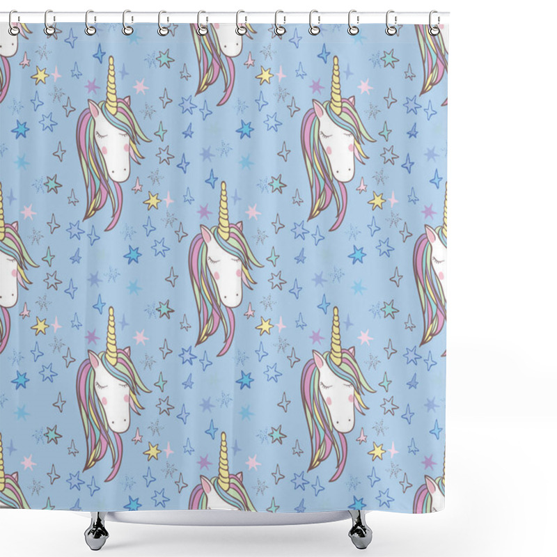 Personality  Unicorn Rainbow Seamless Pattern Shower Curtains