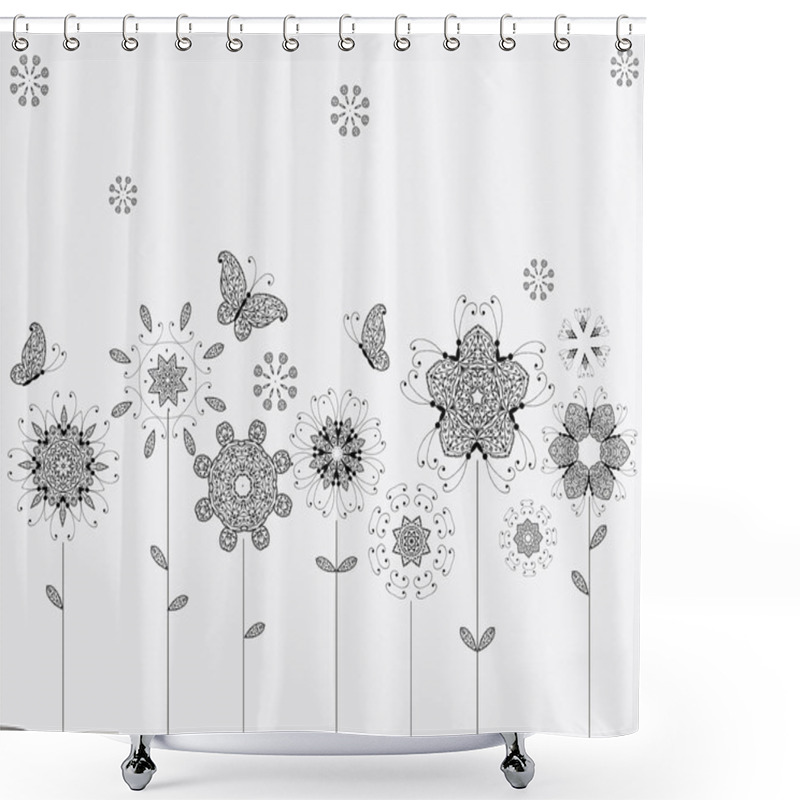 Personality  Spring Meadow, Flowers And Butterflies For Your Design Shower Curtains