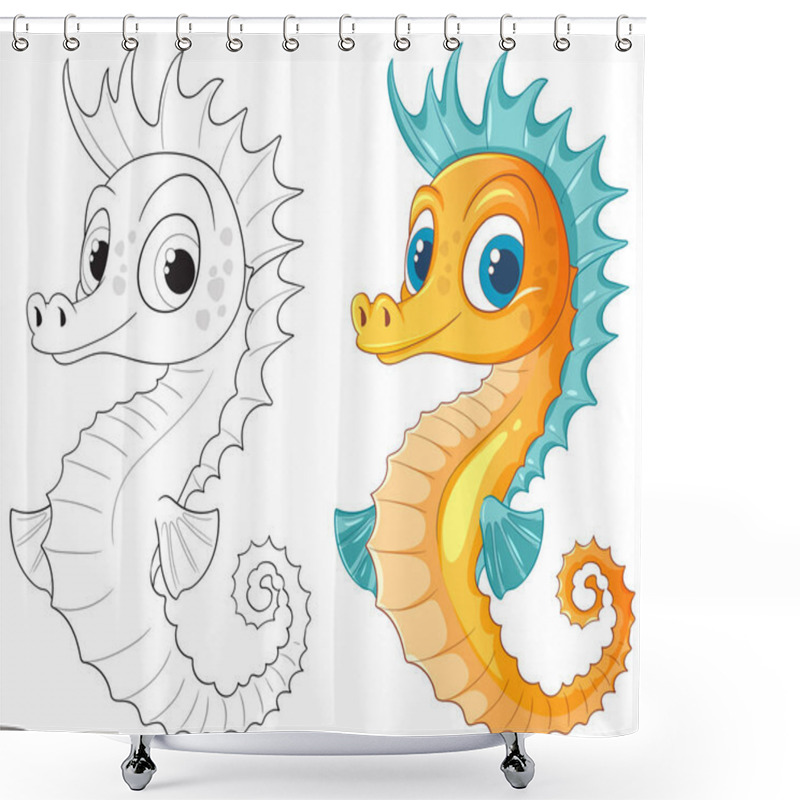 Personality  Vibrant Seahorse With Detailed Features And Outlines Shower Curtains