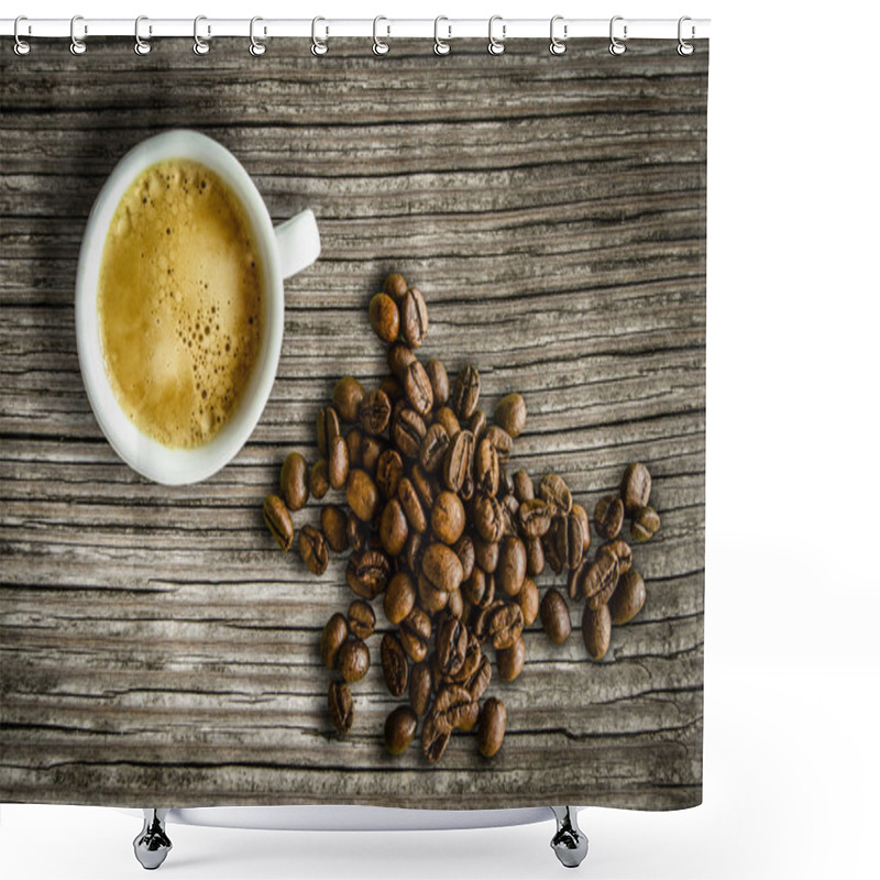 Personality  Retro Espresso And Coffee Beans Shower Curtains