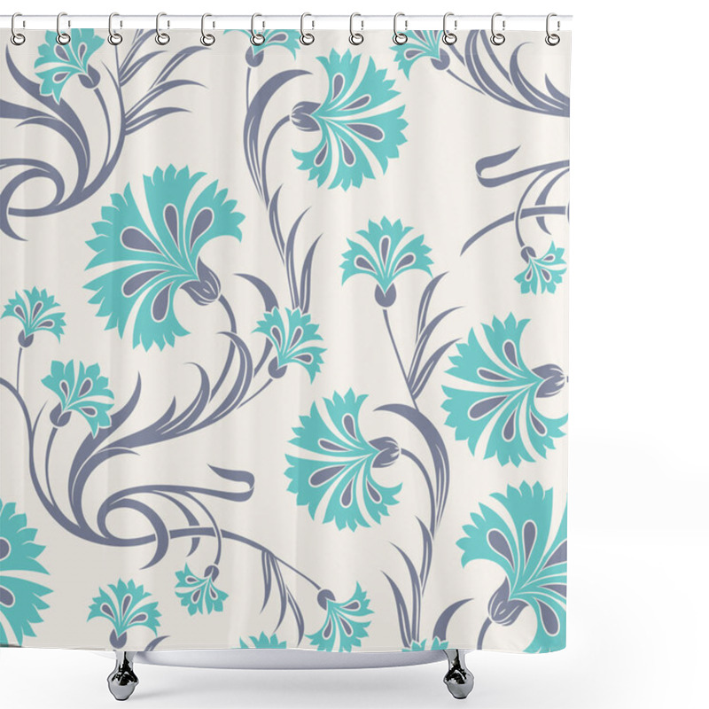 Personality  Beautiful Stylized Carnations Seamless Pattern, Elegant Floral Repeating Background Shower Curtains