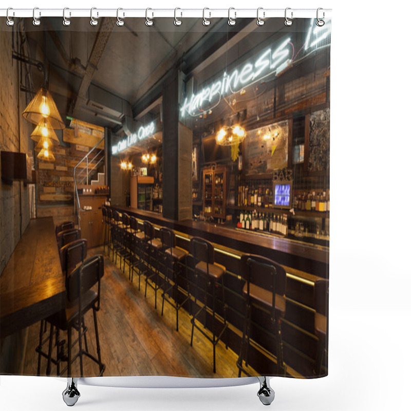 Personality  Interior Of Pub. Shower Curtains