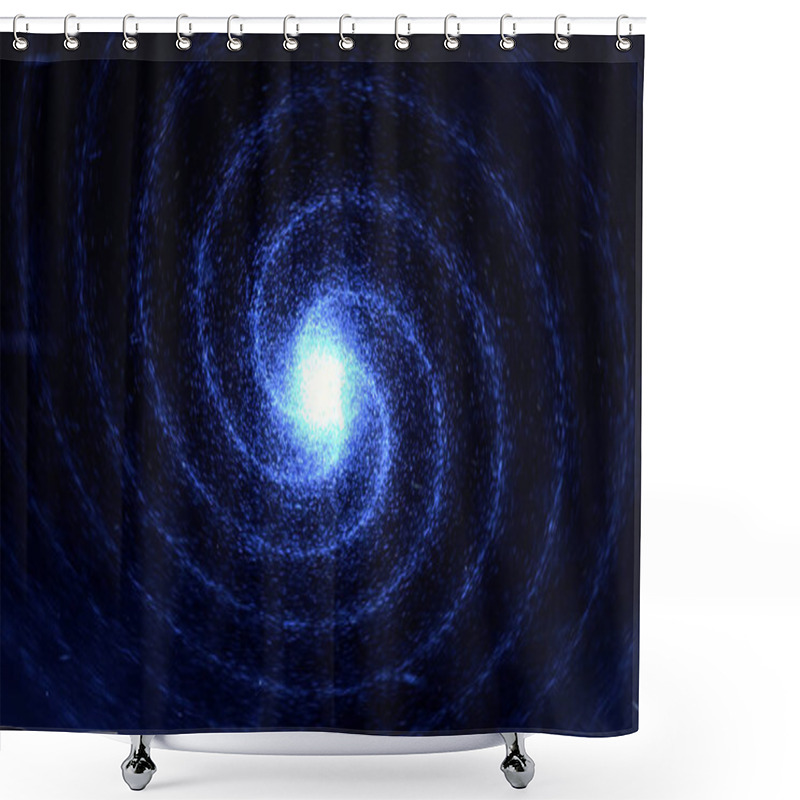 Personality  Abstract Blue Glowing Spiral Galaxy Rotating On Black Background, Seamless Loop. Animation. Amazing Shining Stars Spinning Around The Sphere Of Neon Light. Shower Curtains