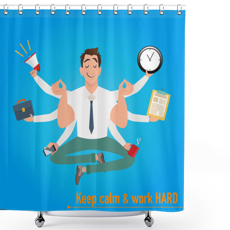 Personality  Businessman With Multitasking And Multi Skill Shower Curtains