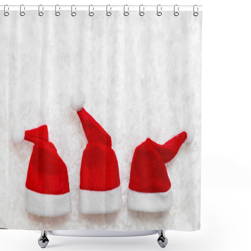 Personality  Three Red Santa Claus Hats Shower Curtains