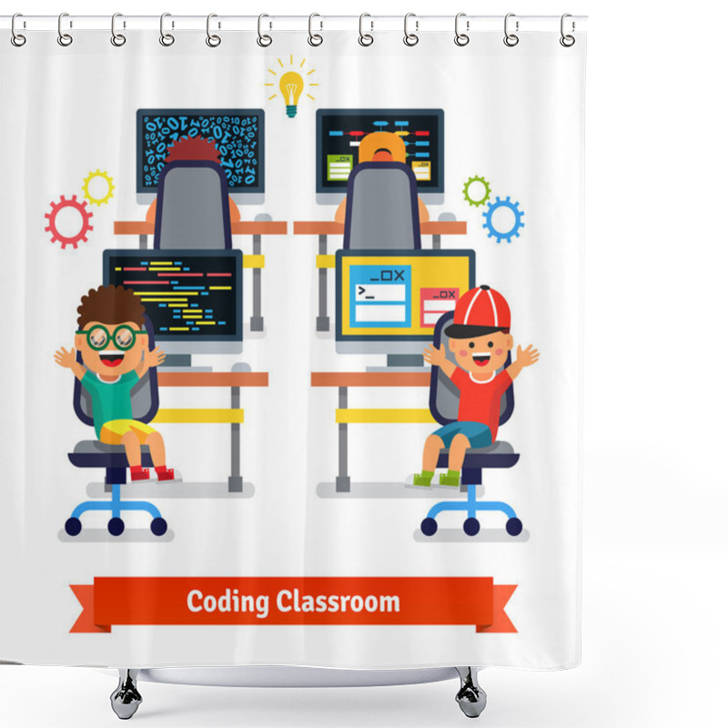 Personality  Kids Learning To Code And Program Shower Curtains