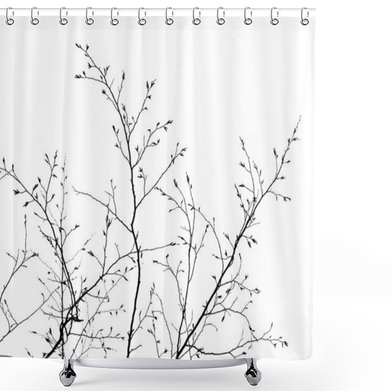 Personality  Branches On The White Background Shower Curtains