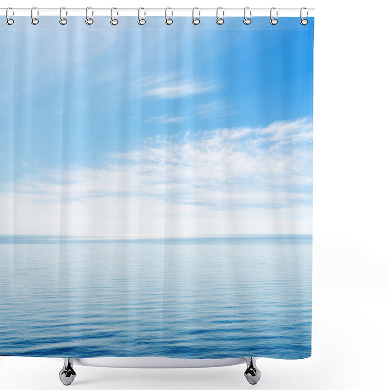 Personality  Blue Sea And Cloudy Sky Over It Shower Curtains