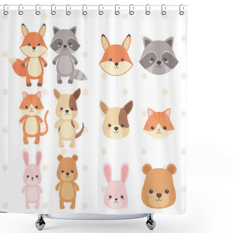 Personality  Cute And Little Animals Group Characters Shower Curtains