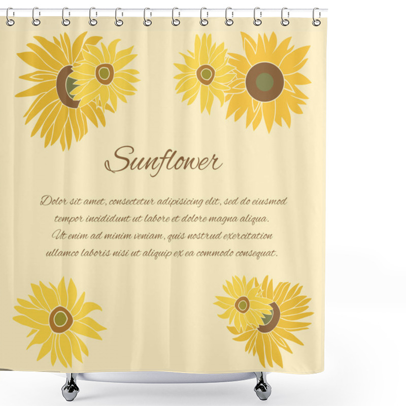 Personality  Sunflower Vector Greeting Card On The Bright Background Shower Curtains