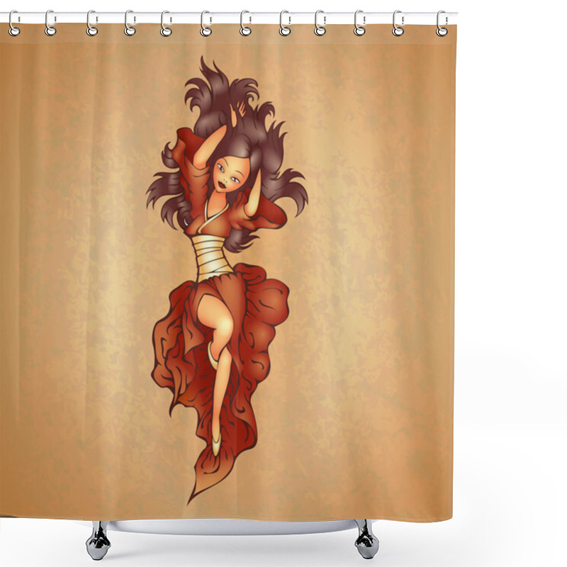 Personality  Vector Illustration Of A Beautiful Japanese Girl Shower Curtains