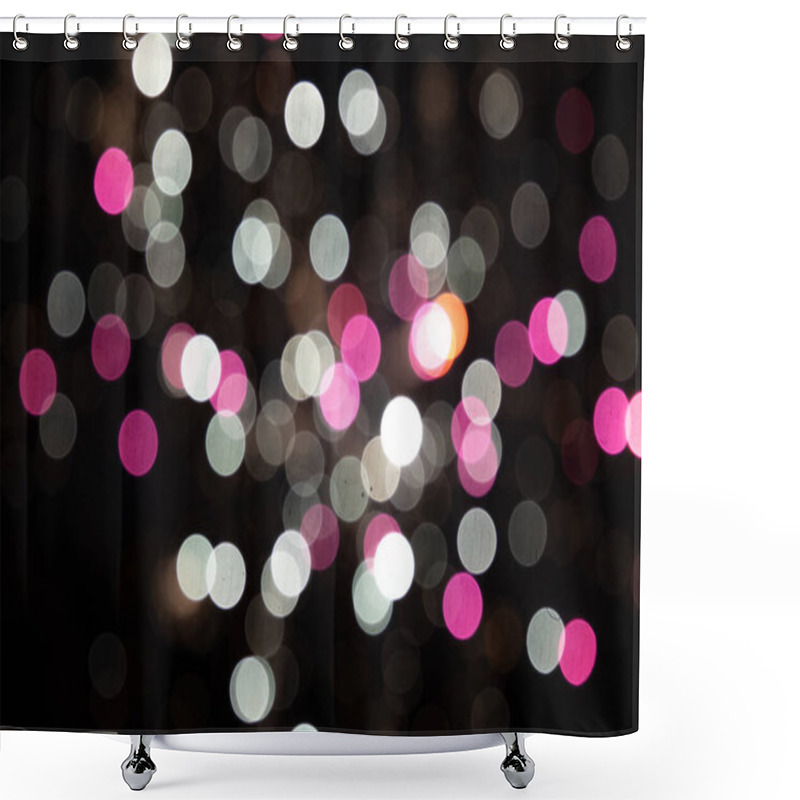 Personality  Colorful Bokeh Lights In Shades Of Pink, White, And Silver Create A Festive Atmosphere. Shower Curtains