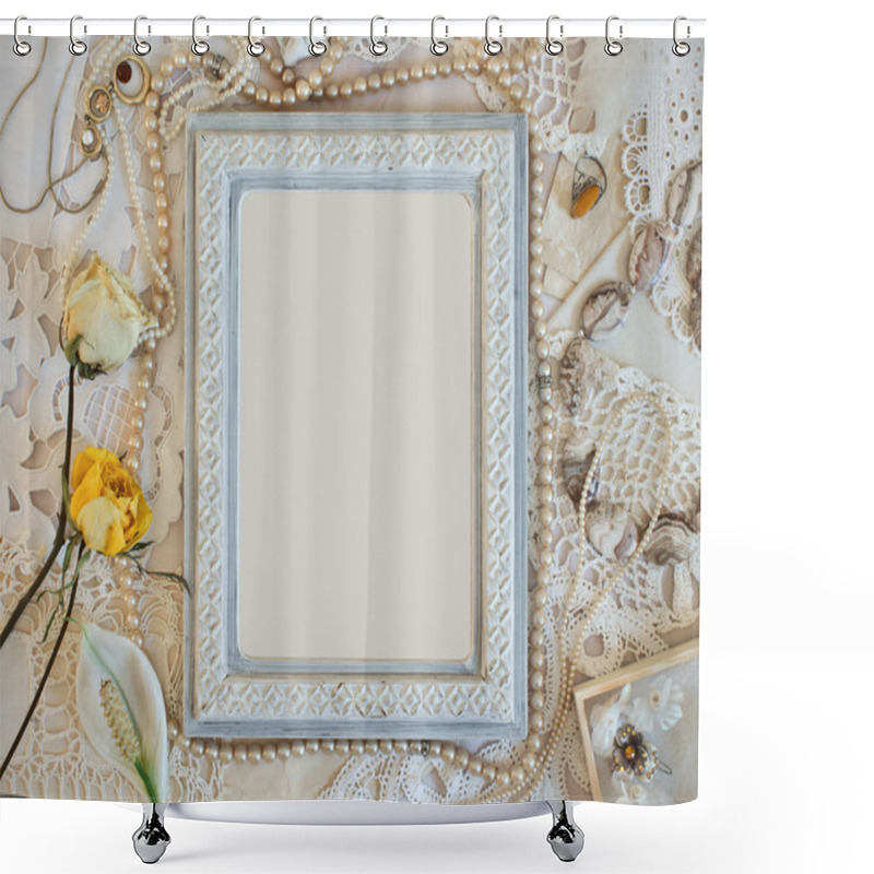 Personality  Romantic Frame With Female Jewelry Shower Curtains