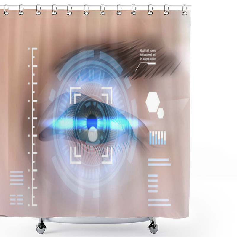 Personality  Eye Retina Scanning Recognition System Biometric Identification Technology Access Control Concept Shower Curtains