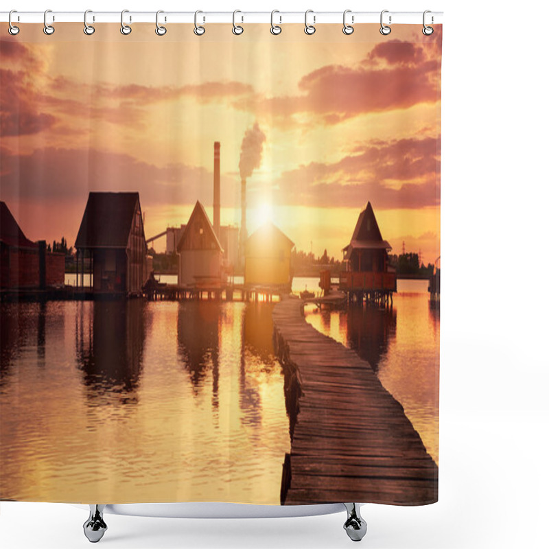 Personality  Fishing Huts Shower Curtains