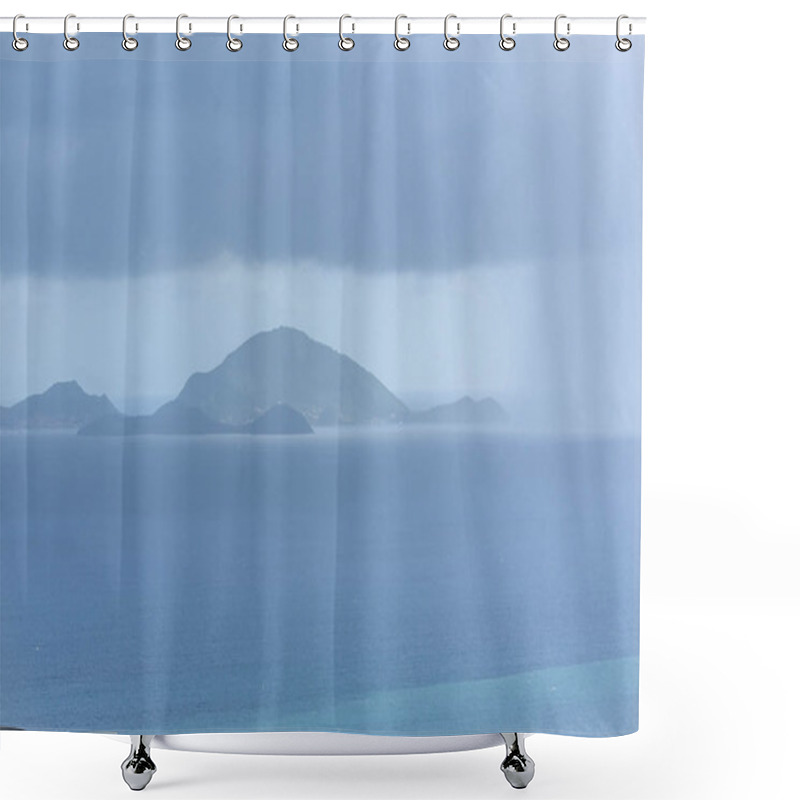 Personality      Les Saintes Islands In Guadeloupe, Panorama Between Sea And Sky, View From Basse Terre, Rainy In Background  Shower Curtains