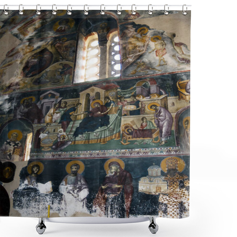 Personality  Serbian Orthodox Monastery Studenica. Frescoes In Studenica Monastery - Serbia Shower Curtains