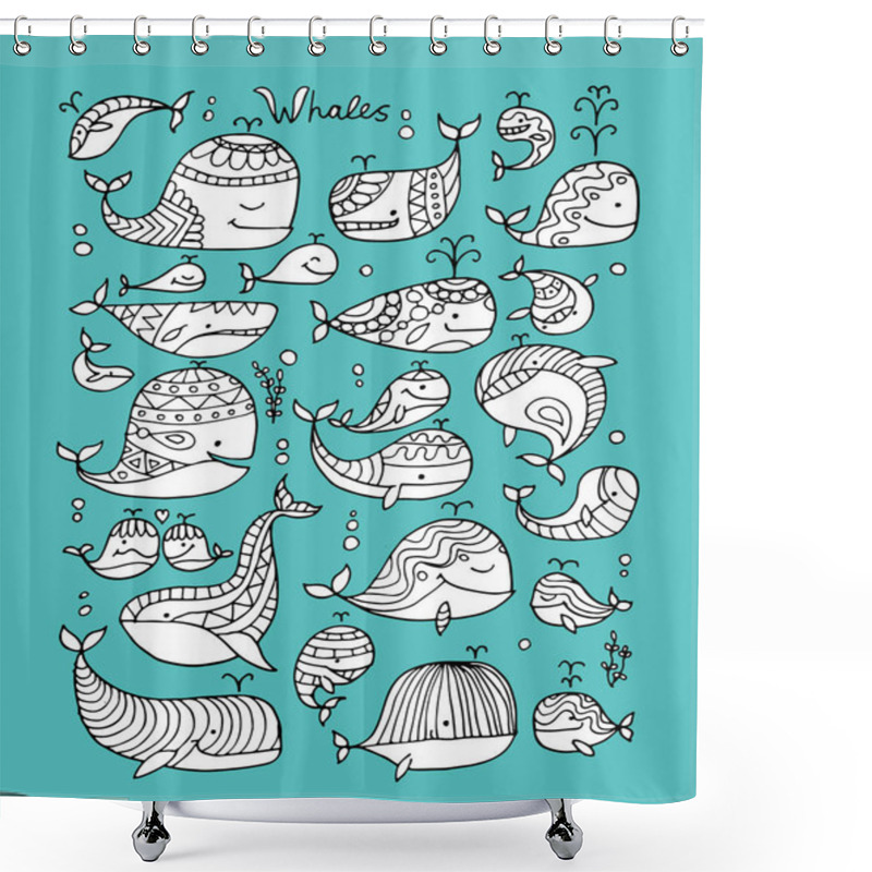 Personality  Whales Collection, Sketch For Your Design Shower Curtains