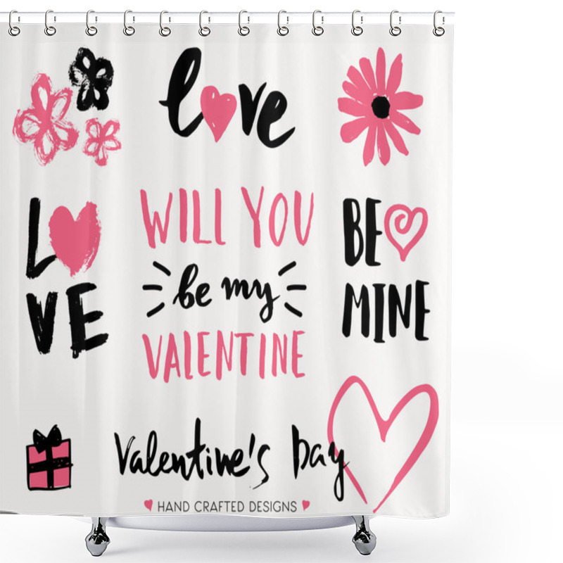 Personality  Valentine's Day Typographic Designs Shower Curtains