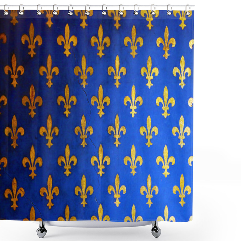 Personality  Blue Wall With Golden Fleur De Lis, Background Shower Curtains