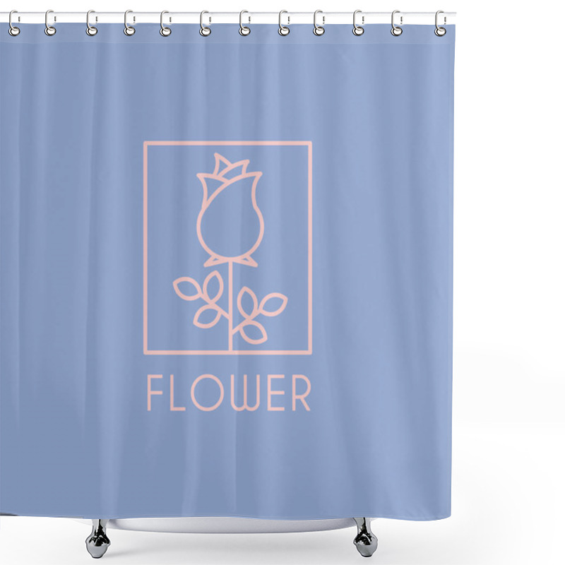 Personality  Flower Shop Icon And Lettering Set Shower Curtains