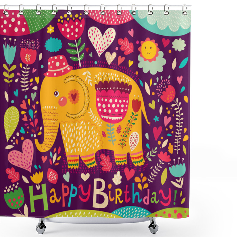 Personality  Birthday Card With Elephant Shower Curtains