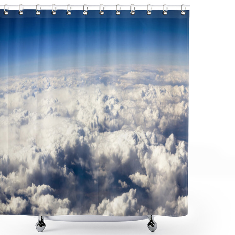 Personality  Blue Sky And Puffy Clouds On Height Of 5000 M Shower Curtains