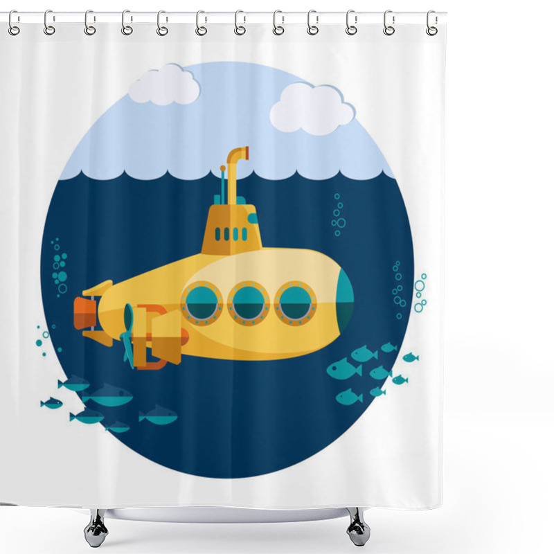 Personality  Yellow Submarine Undersea Shower Curtains