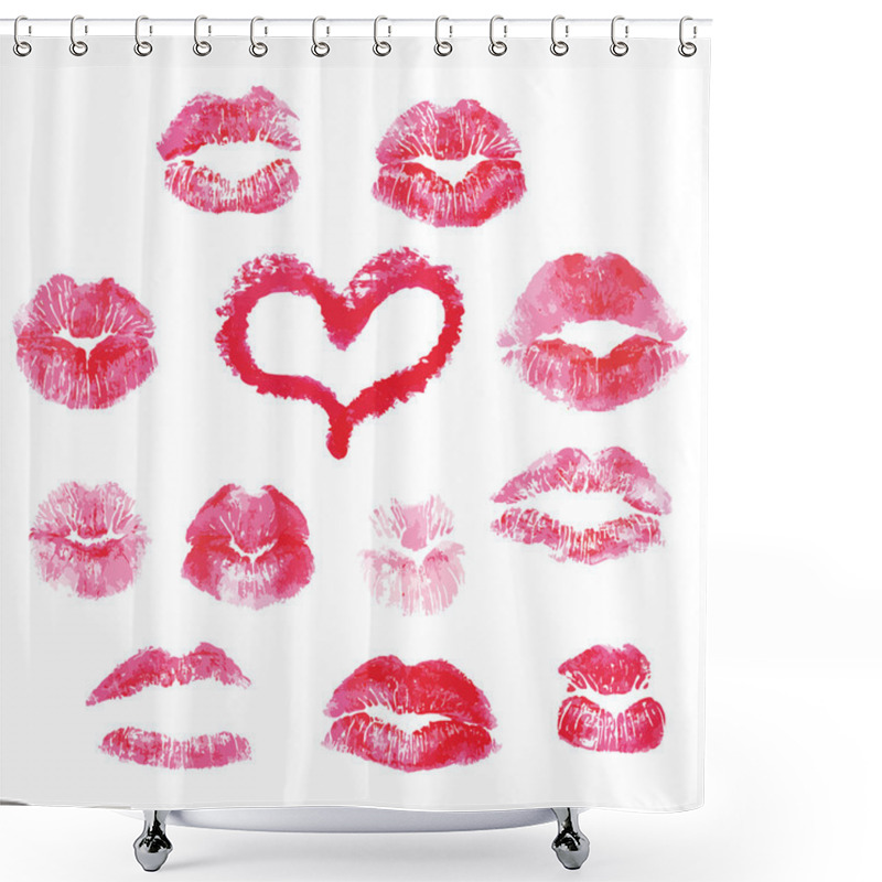 Personality  Lips Prints Kisses - Vector Illustration. Shower Curtains